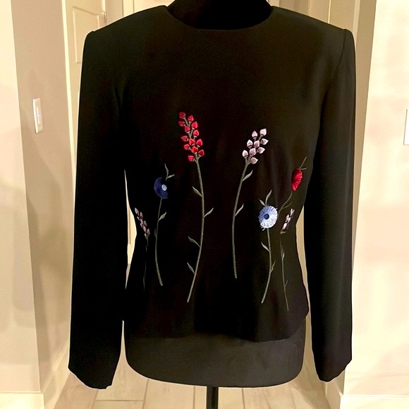 Positive Attitude Tops - Vintage Positive Attitude Black Velvet Floral Embroidered Top Size 6 Pet…
